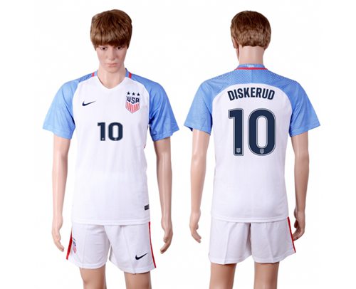 USA 10 Diskerud Home Three Star Soccer Country Jersey