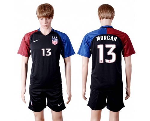 USA 13 Morgan Away Three Star Soccer Country Jersey