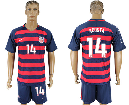 USA 14 ACOSTA 2017 CONCACAF Gold Cup Away Soccer Jersey