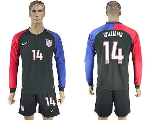 USA 14 Williams Away Long Sleeves Soccer Country Jersey