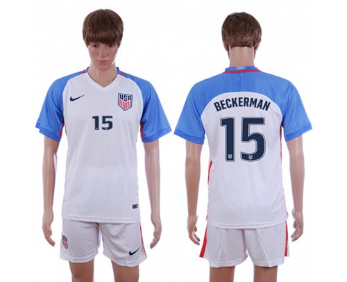 USA 15 Beckerman Home Soccer Country Jersey