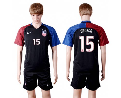 USA 15 Orozco Away Three Star Soccer Country Jersey