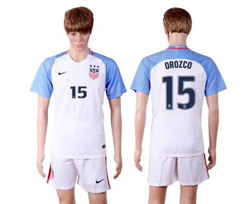 USA 15 Orozco Home Three Star Soccer Country Jersey