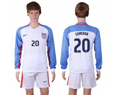 USA 20 Cameron Home Long Sleeves Soccer Country Jersey