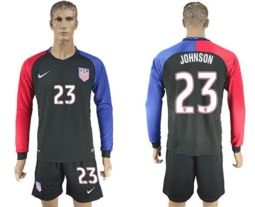 USA 23 Johnson Away Long Sleeves Soccer Country Jersey