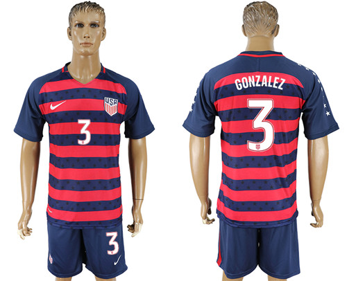 USA 3 GONZALEZ 2017 CONCACAF Gold Cup Away Soccer Jersey