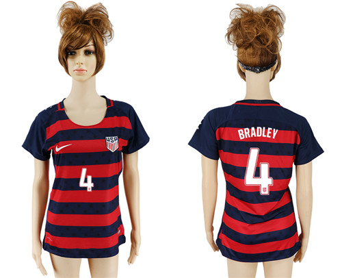 USA 4 BRADLEY 2017 CONCACAF Gold Cup Away Women Soccer Jersey