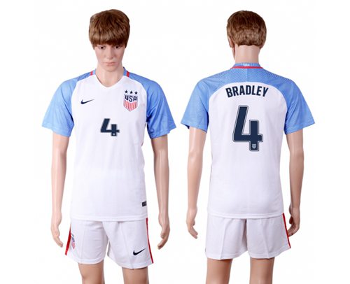 USA 4 Bradley Home Three Star Soccer Country Jersey