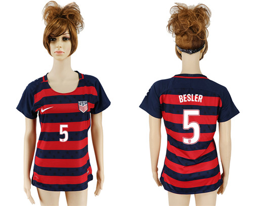 USA 5 BESLER 2017 CONCACAF Gold Cup Away Women Soccer Jersey