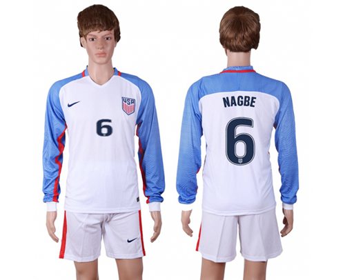 USA 6 Nagbe Home Long Sleeves Soccer Country Jersey