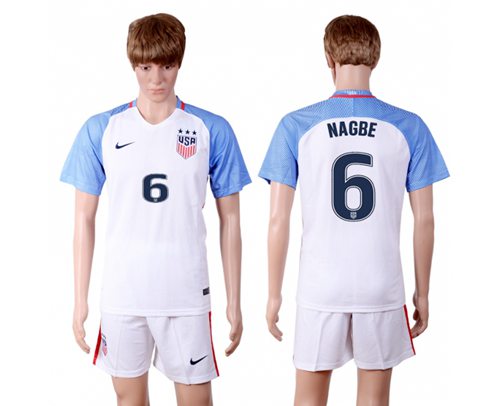 USA 6 Nagbe Home Three Star Soccer Country Jersey