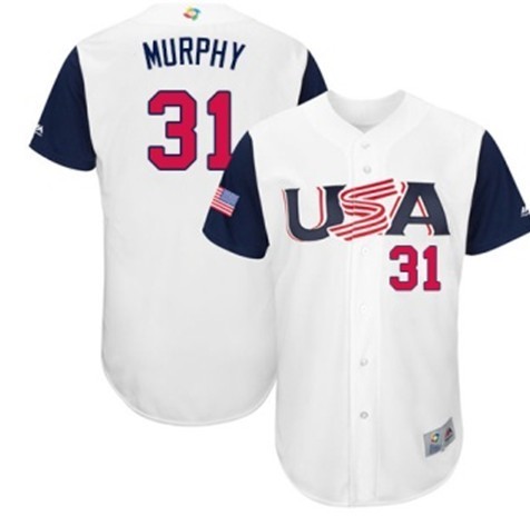 USA Baseball 31 Daniel Murphy Majestic White 2017 World Baseball Classic Jersey