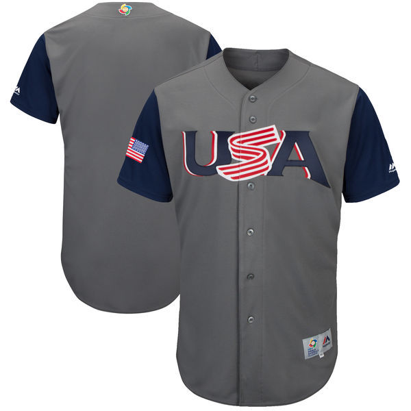 USA Baseball Blank Majestic Gray 2017 World Baseball Classic Authentic Team Jersey