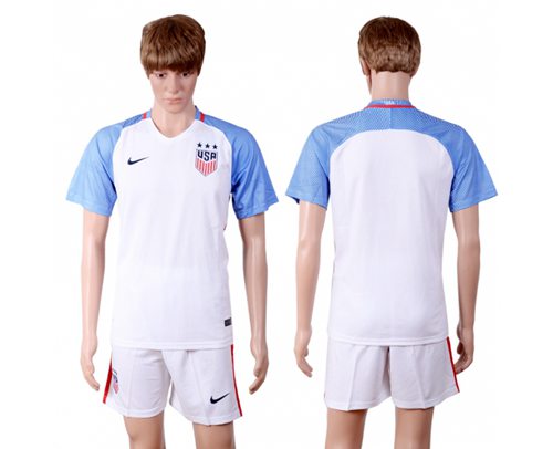 USA Blank Home Three Star Soccer Country Jersey