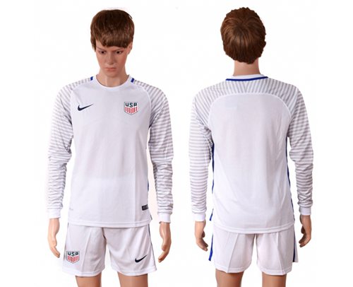 USA Blank White Goalkeeper Long Sleeves Soccer Country Jersey