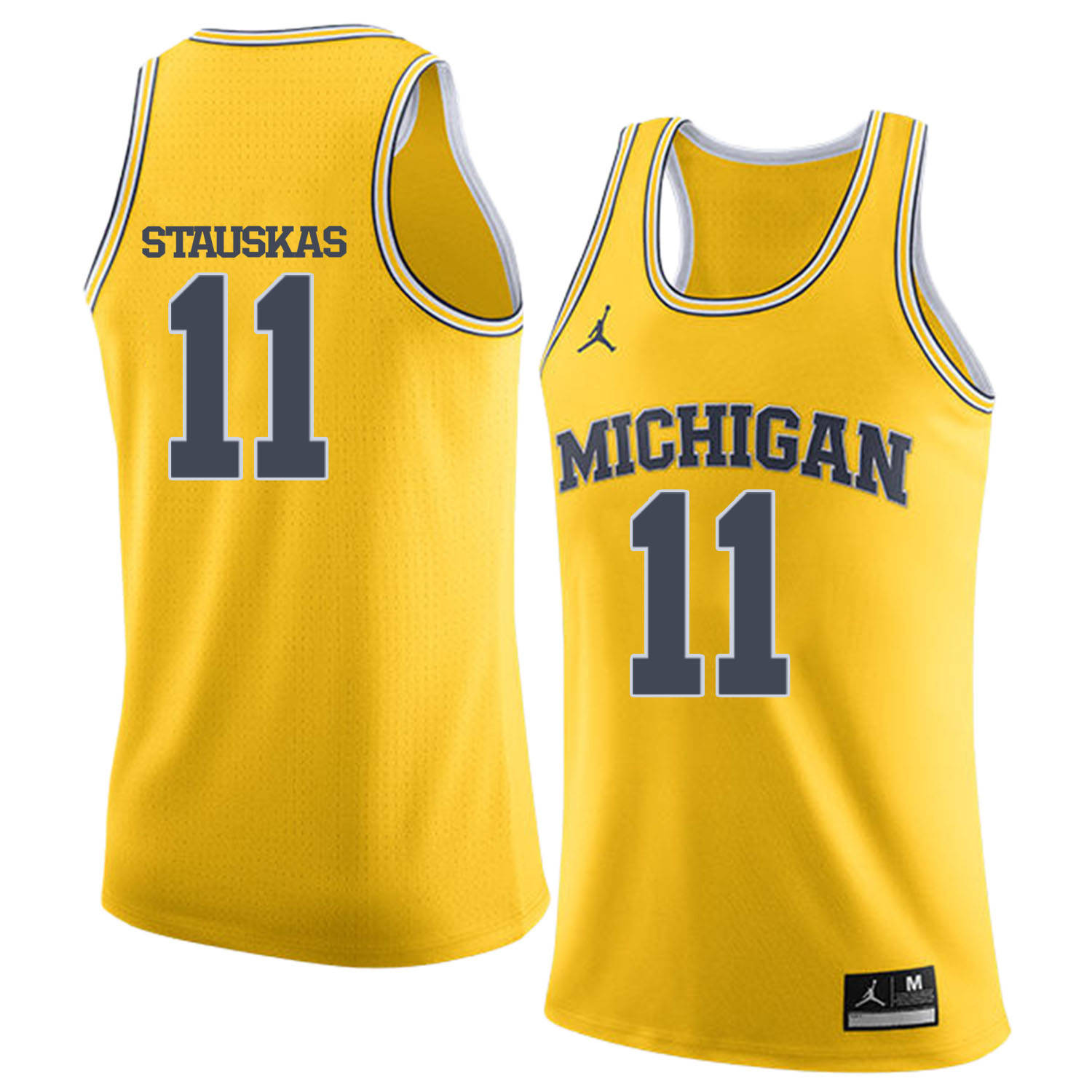 University of Michigan 11 Nik Stauskas Yellow College Basketball Jersey