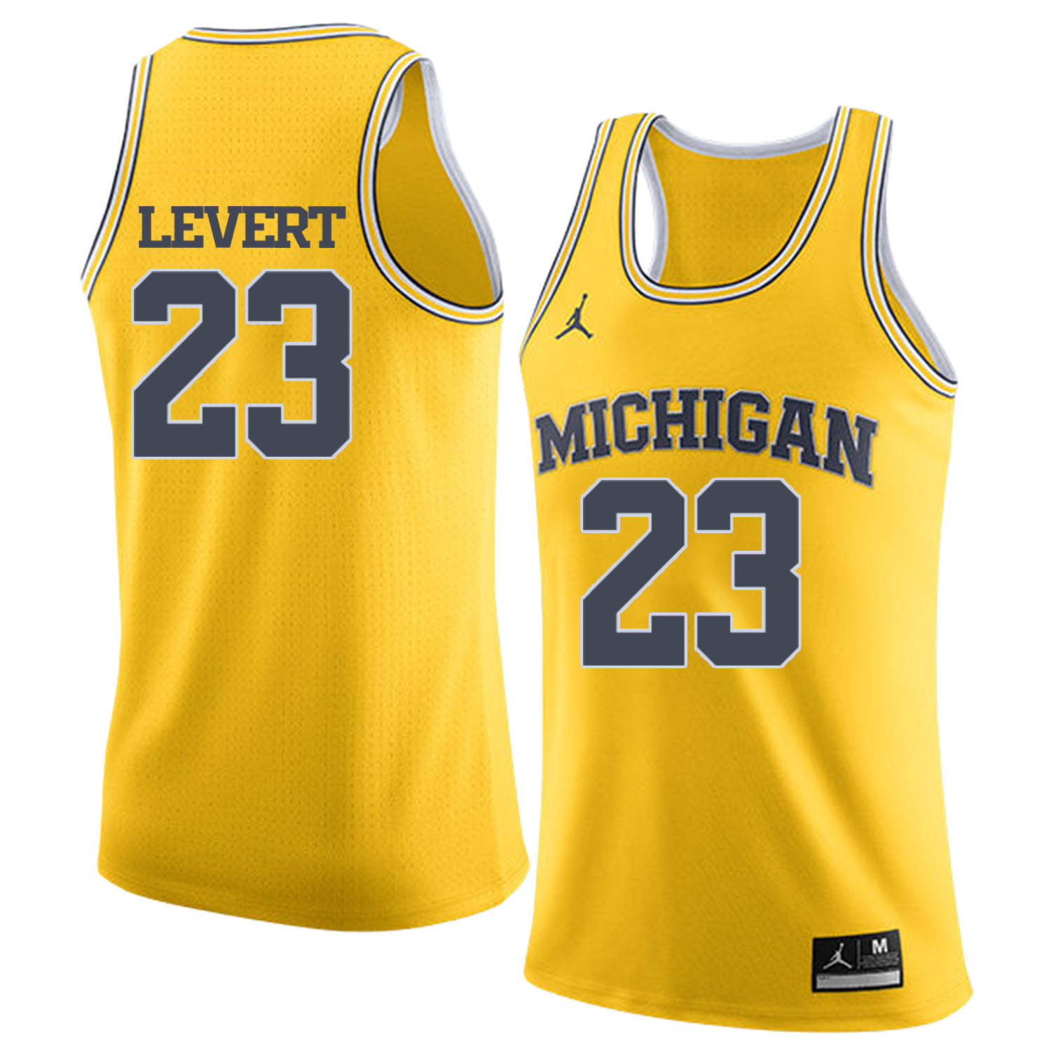 University of Michigan 23 Caris Levert Yellow College Basketball Jersey