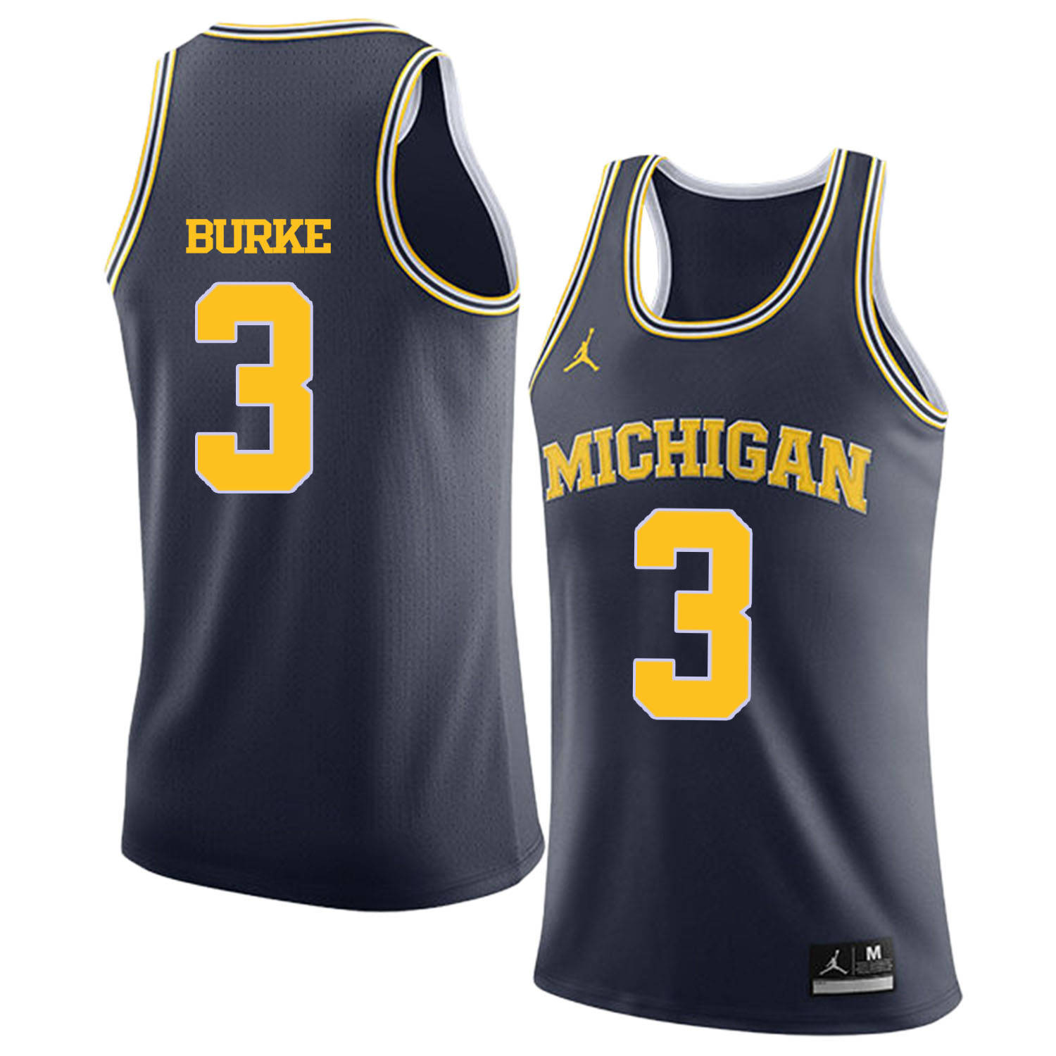 University of Michigan 3 Trey Burke Navy College Basketball Jersey