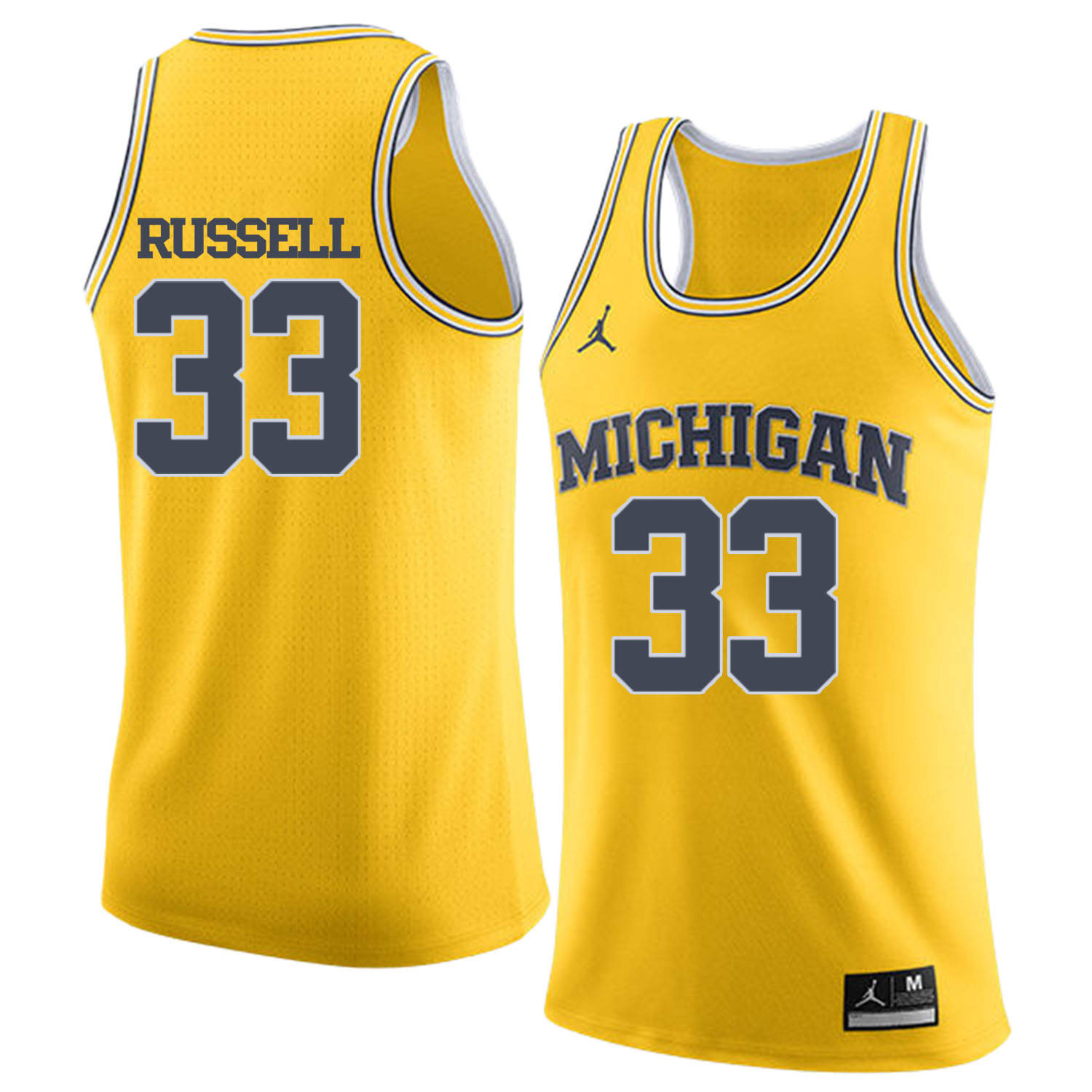 University of Michigan 33 Cazzie Russell Yellow College Basketball Jersey