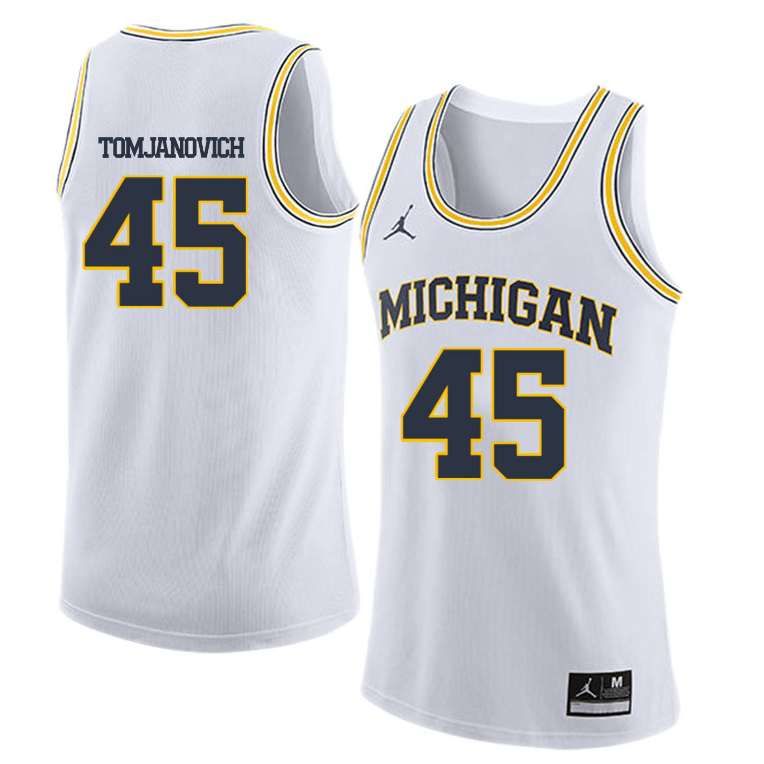 University of Michigan 45 Rudy Tomjanovich White College Basketball Jersey