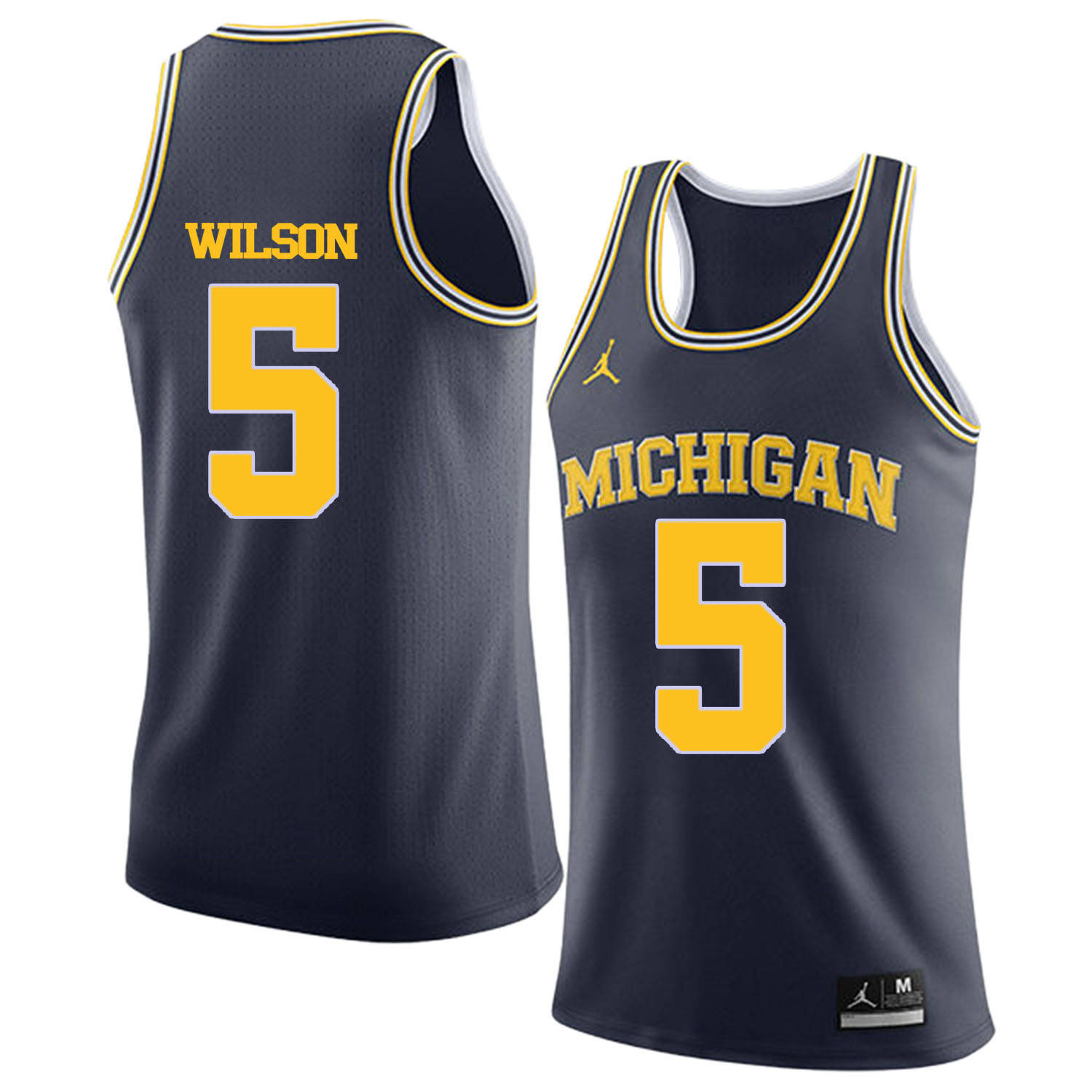 University of Michigan 5 D.J. Wilson Navy College Basketball Jersey