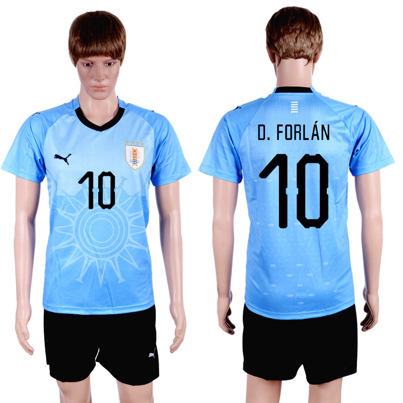 Uruguay 10 D. FORLAN Home 2018 FIFA World Cup Soccer Jersey