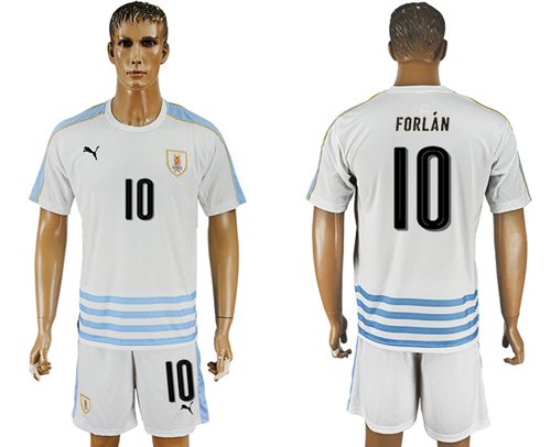 Uruguay 10 Forlan Away Soccer Country Jersey