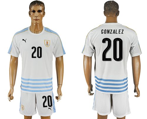 Uruguay 20 Gonzalez Away Soccer Country Jersey