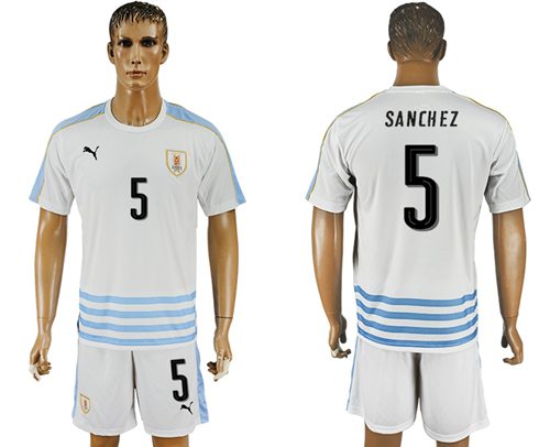 Uruguay 5 Sanchez Away Soccer Country Jersey