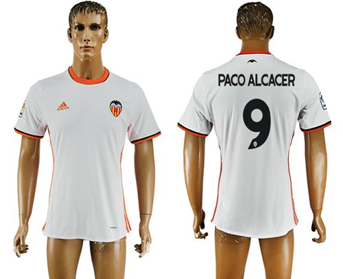 Valencia 9 Paco Alcacer Home Soccer Club Jersey