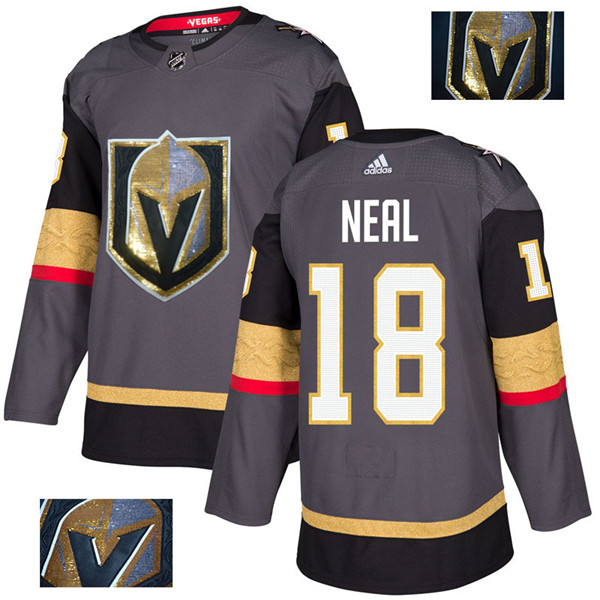 Vegas Golden Knights 18 James Neal Gray With Special Glittery Logo  Jersey