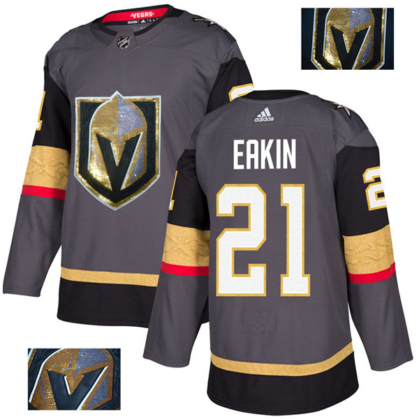 Vegas Golden Knights 21 Cody Eakin Gray With Special Glittery Logo  Jersey