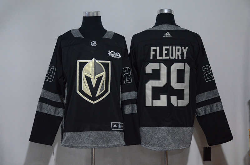 Vegas Golden Knights 29 Marc Andre Fleury Black 100th Anniversary  Jersey