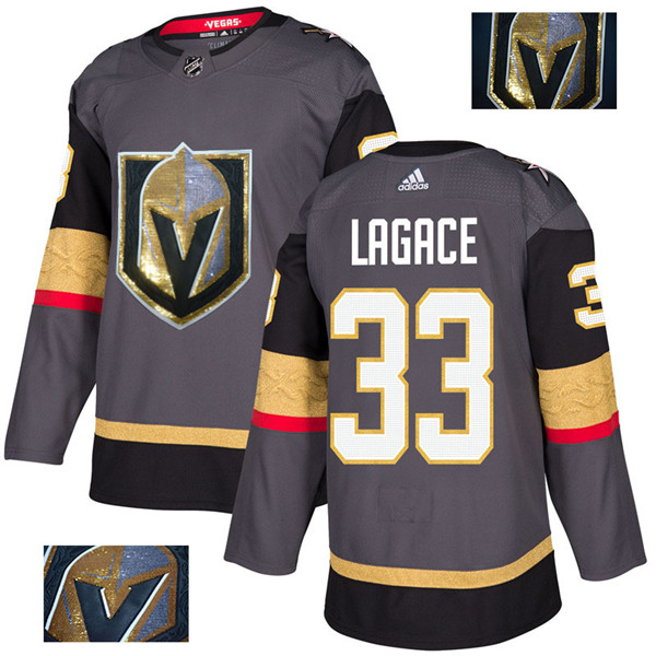 Vegas Golden Knights 33 Maxime Lagace Gray With Special Glittery Logo  Jersey