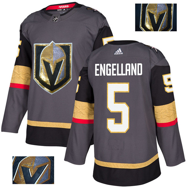 Vegas Golden Knights 5 Deryk Engelland Gray With Special Glittery Logo  Jersey