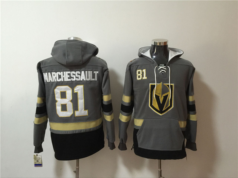 Vegas Golden Knights 81 Jonathan Marchessault Gray All Stitched Hooded Sweatshirt