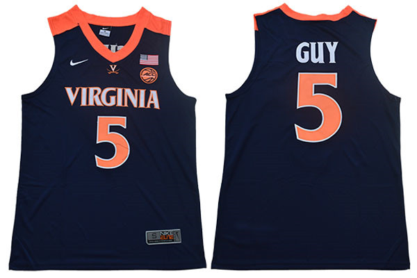 Virginia Cavaliers 5 Kyle Guy Navy College Basketball Jersey
