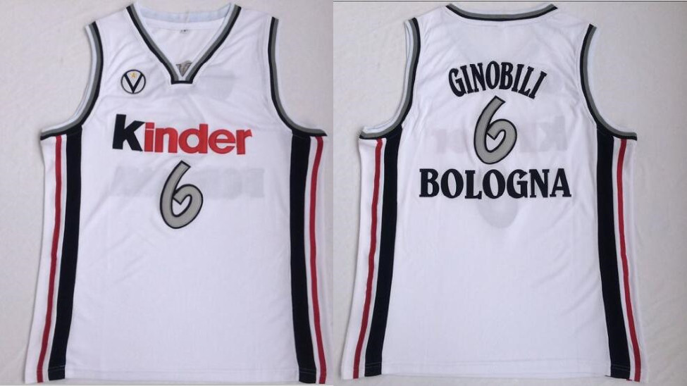 Virtus Pallacanestro Bologna 6 Manu Ginobili White Basketball Jersey