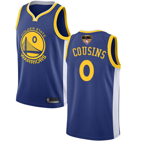 Warriors #0 DeMarcus Cousins Blue 2019 Finals Bound Basketball Swingman Icon Edition Jersey