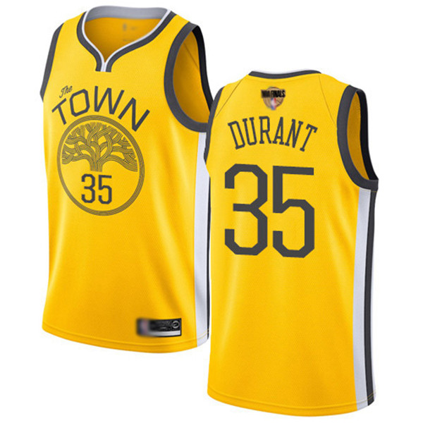 Warriors #35 Kevin Durant Gold 2019 Finals Bound Basketball Swingman Earned Edition Jersey