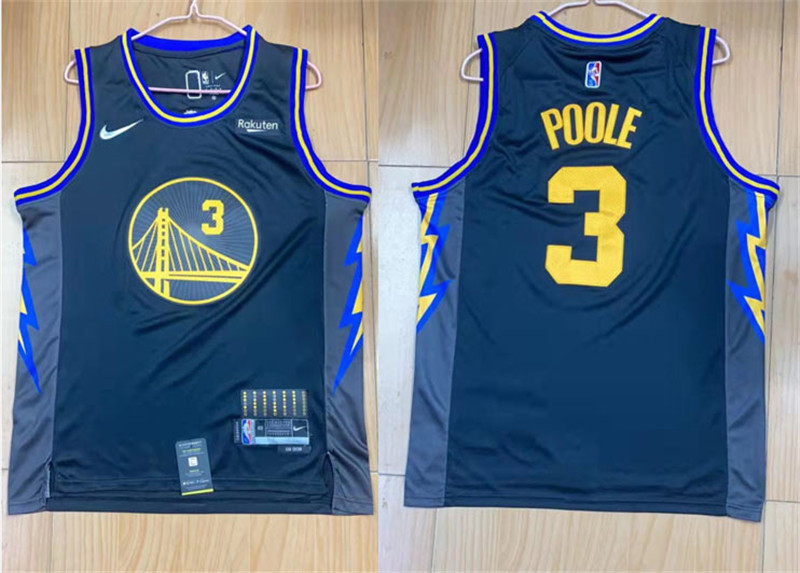 Warriors 3 Jordan Poole blue Nike 2021 22 City Edition Swingman Jersey