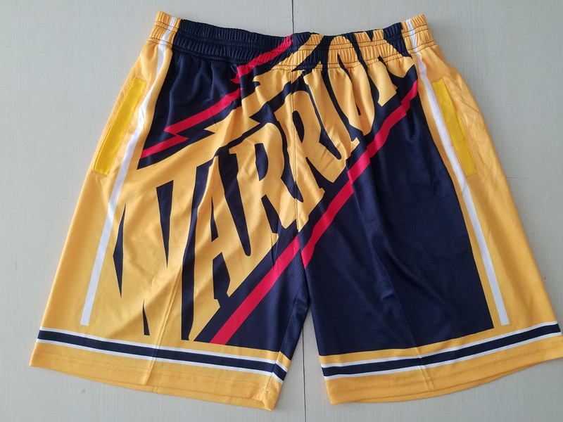 Warriors Yellow Black Big Face With Pocket Swingman Shorts