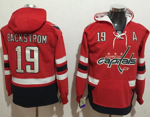 Washington Capitals 19 Nicklas Backstrom Red Name Number Pullover NHL Hoodie
