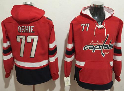 Washington Capitals 77 T J Oshie Red Name Number Pullover NHL Hoodie