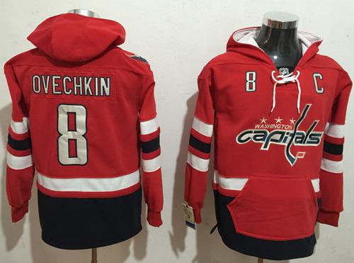 Washington Capitals 8 Alex Ovechkin Red Name Number Pullover NHL Hoodie