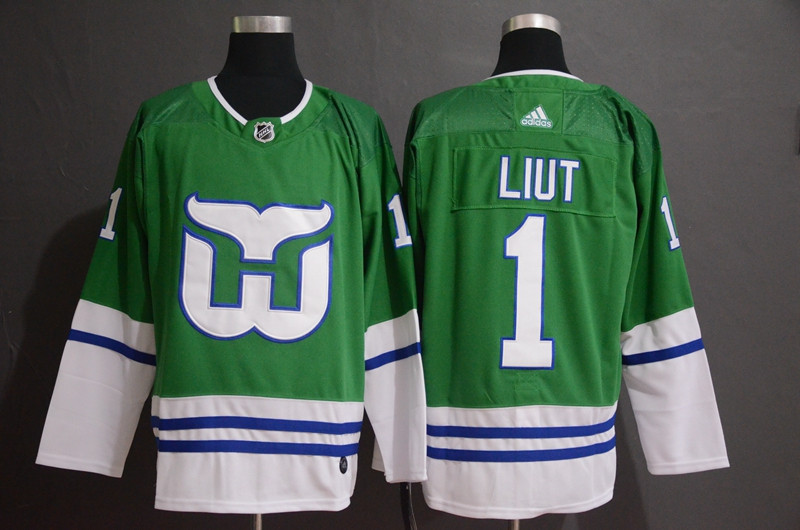 Whalers 1 Mike Liut Green  Jersey