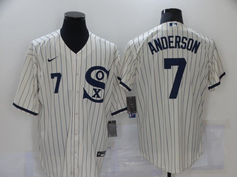 White Sox 7 Tim Anderson Cream Nike 2021 Field Of Dreams Cool Base Jerseys