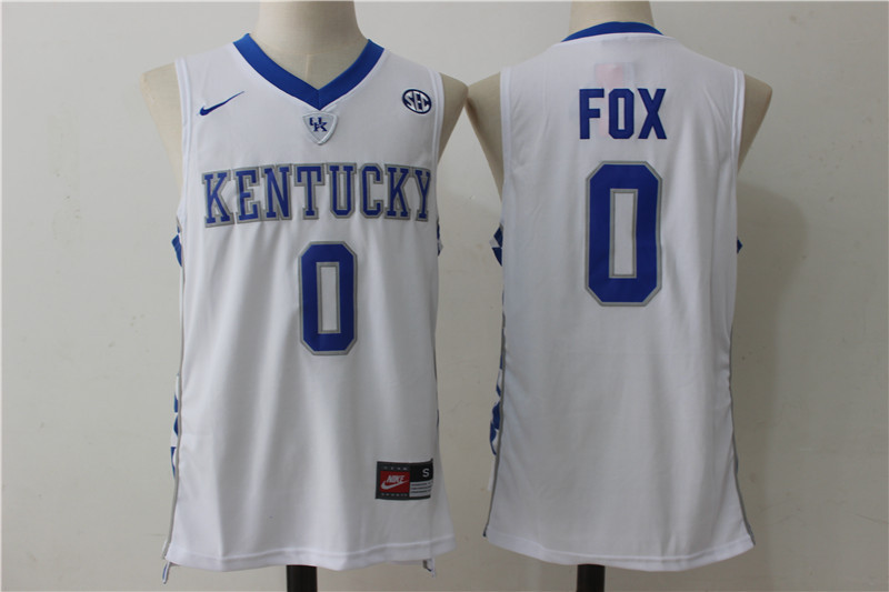 Wildcats 0 De Aaron Fox White Basketball Elite Stitched NCAA Jersey