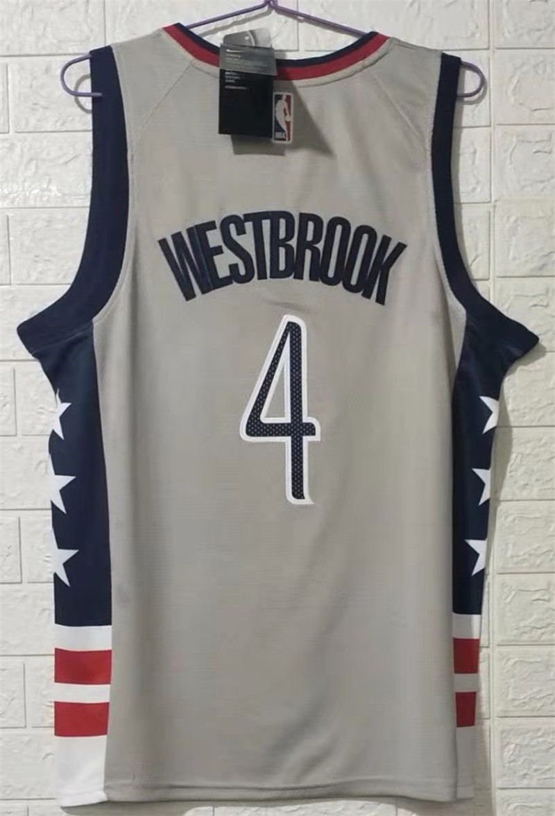 Wizards 4 Russell Westbrook Grey 2020 21 City Edition Nike Swingman Jerseys