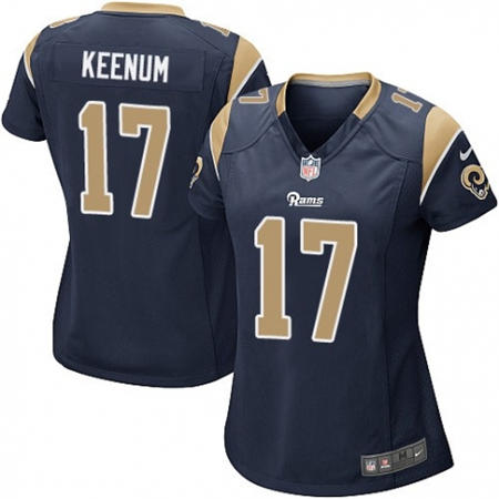WoMen  Los Angeles Rams 17 Case Keenum Navy Blue Team Color Stitched NFL Jersey